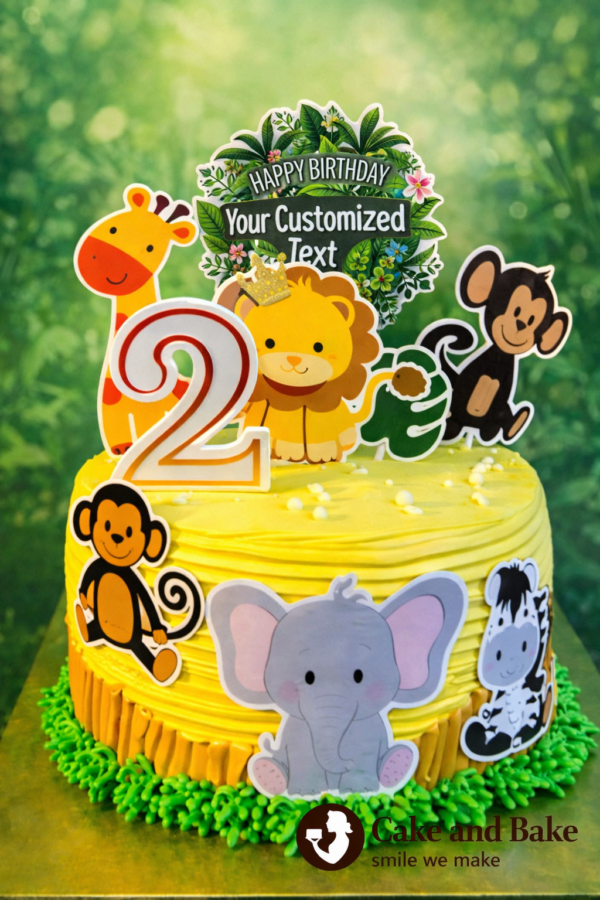 Jungle Theme Customized Birthday Cake