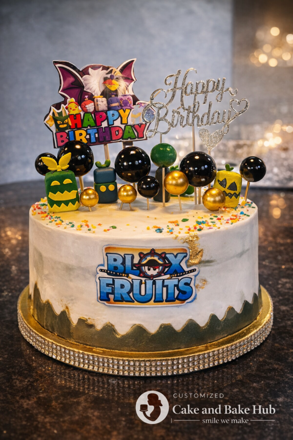Blox Fruits themed birthday cake