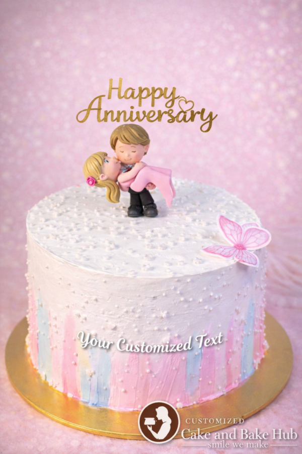 Cute Couple Hug Theme Anniversary Designer Cake