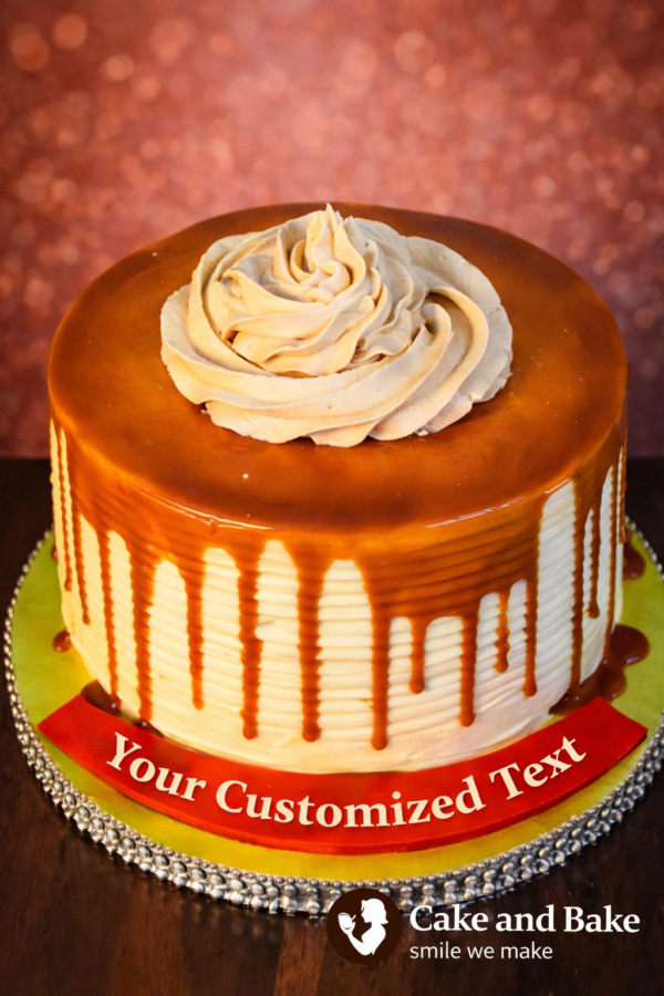 Caramel Drip Rose Cream Cake