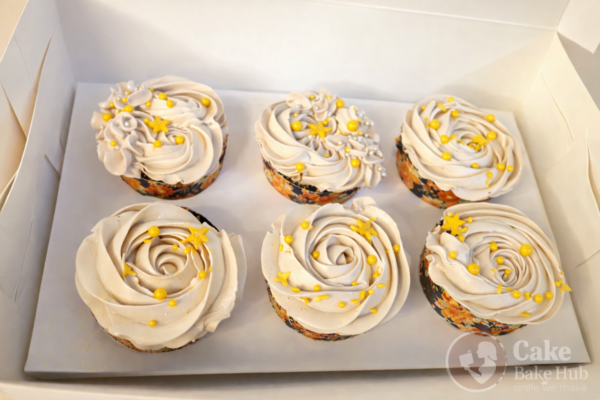 Classic Vanilla Swirl Cupcakes with Golden Sprinkles